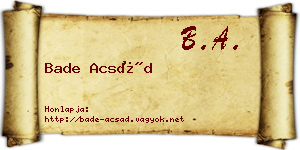 Bade Acsád névjegykártya